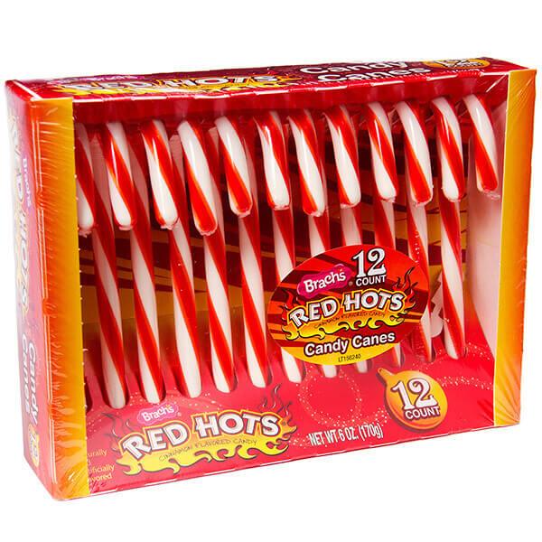 Brach's Red Hots Candy Canes: 12-Piece Box - Candy Warehouse
