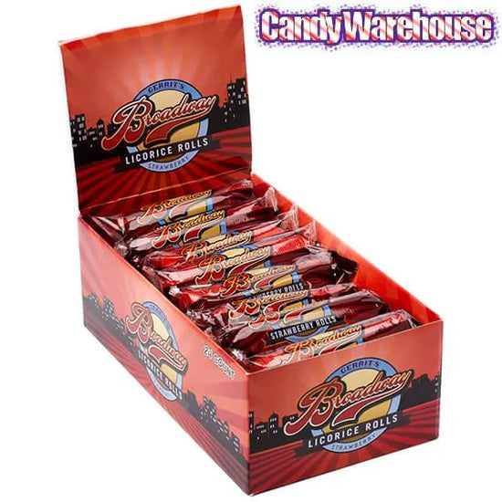 Broadway Licorice Rolls - Strawberry: 24-Piece Box | Candy Warehouse