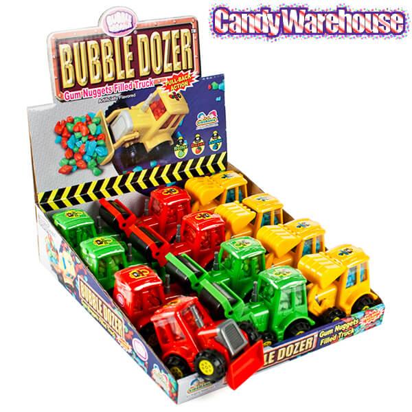 Bubble Dozer Bubblegum Nugget Filled Contruction Trucks: 12-Piece Box - Candy Warehouse