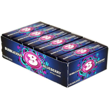 Bubblicious Bubble Gum Packs - Blueberry: 18-Piece Box - Candy Warehouse