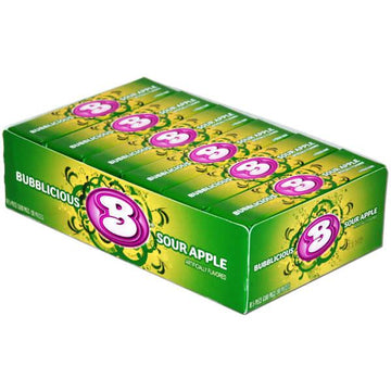 Bubblicious Bubble Gum Packs - Sour Apple: 18-Piece Box - Candy Warehouse