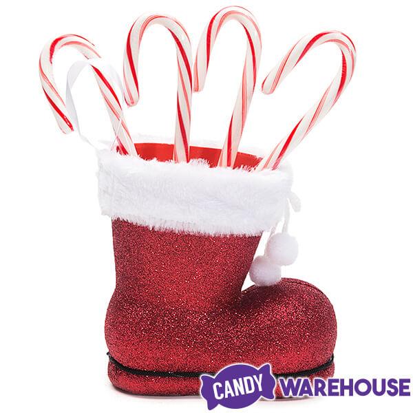 Burton and Burton Glittery Red Santa Boot Candy Cane Vase - Candy Warehouse