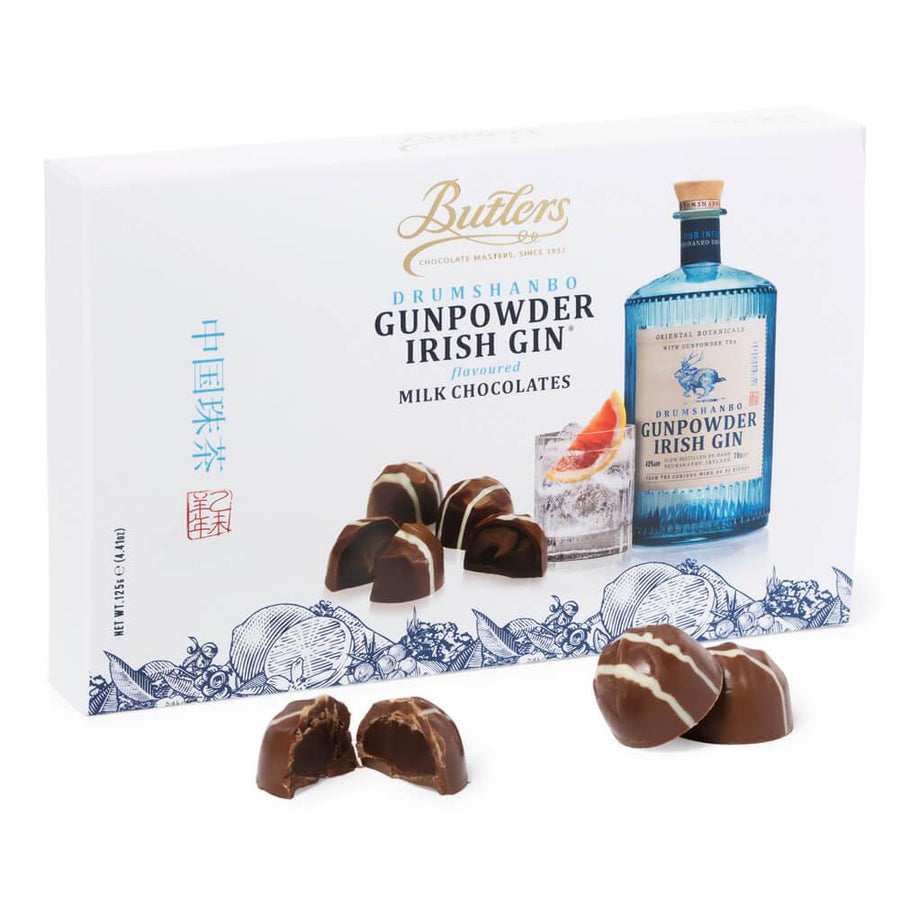 Butlers Drumshanbo Gunpowder Irish Gin Flavored Milk Chocolates: 10-Piece Box - Candy Warehouse