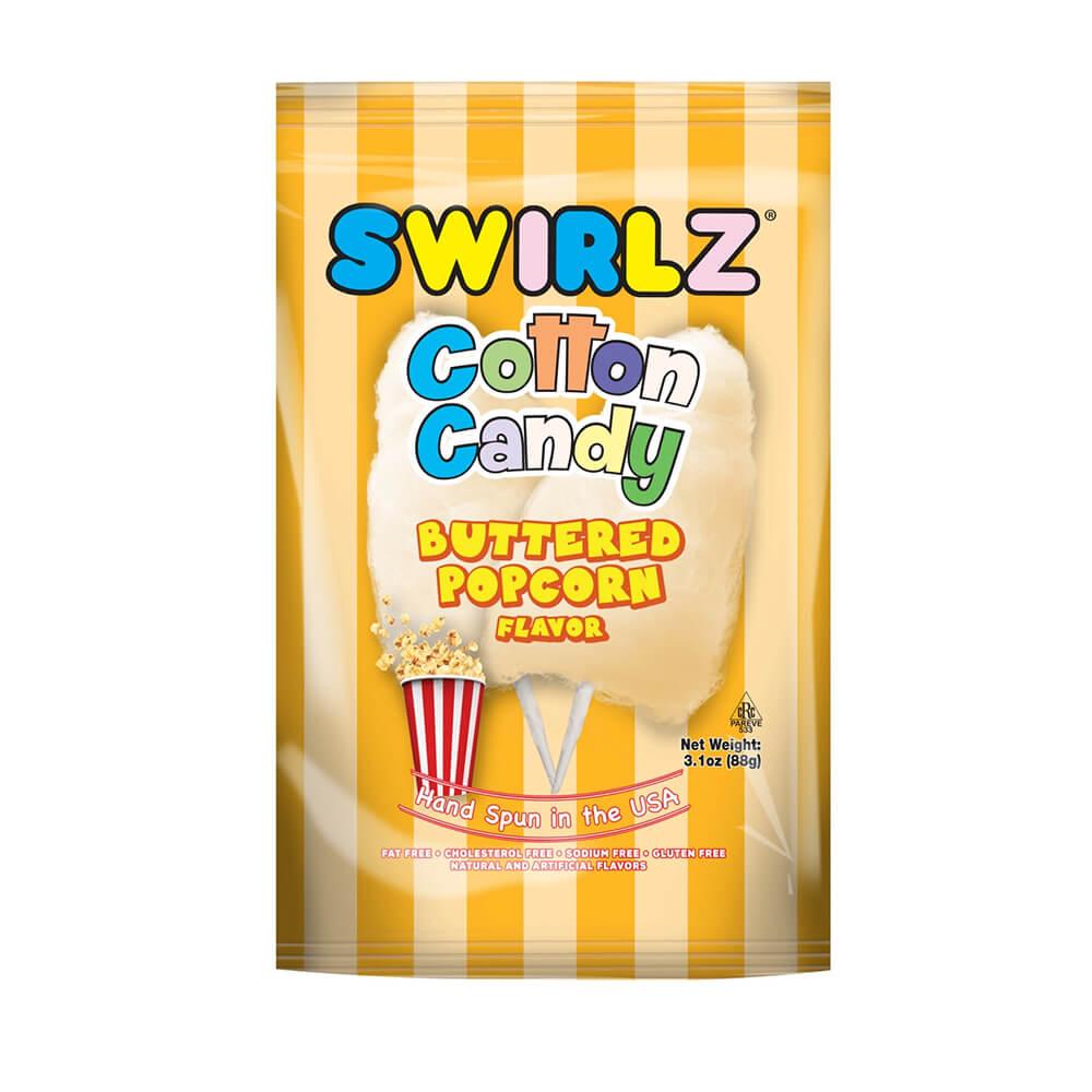 Buttered Popcorn Swirlz Cotton Candy: 12-Piece Box - Candy Warehouse