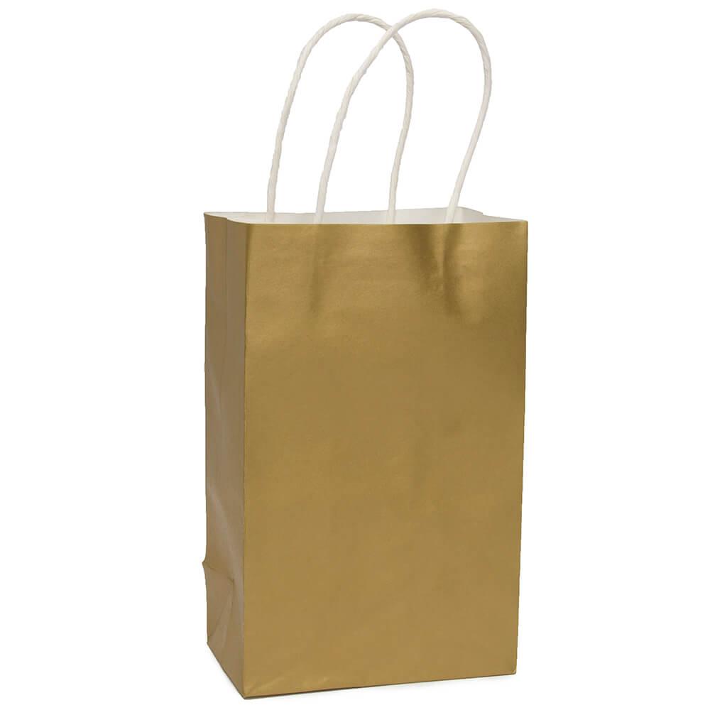 Candy Bags with Handles - Gold: 12-Piece Pack - Candy Warehouse