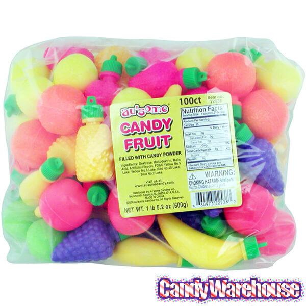 Candy Powder Filled Plastic Fruits Medley: 100-Piece Bag - Candy Warehouse
