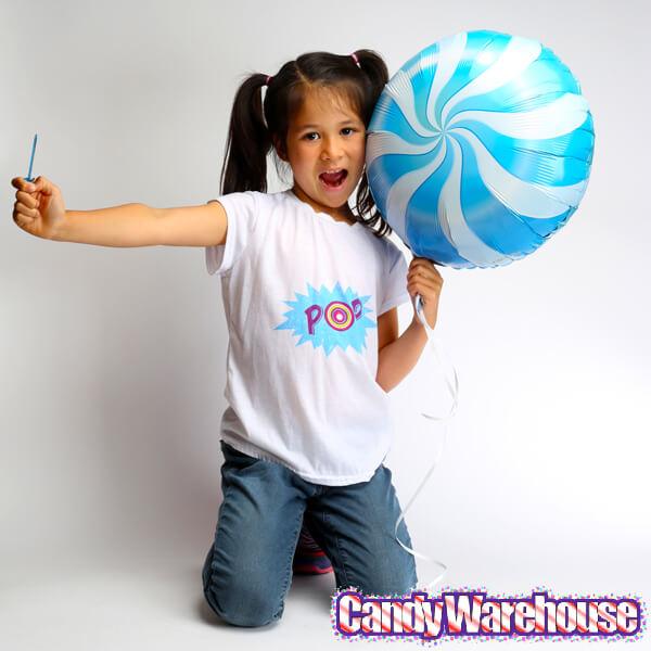 Candy Swirl Foil Balloon - Blue: 18-Inch - Candy Warehouse