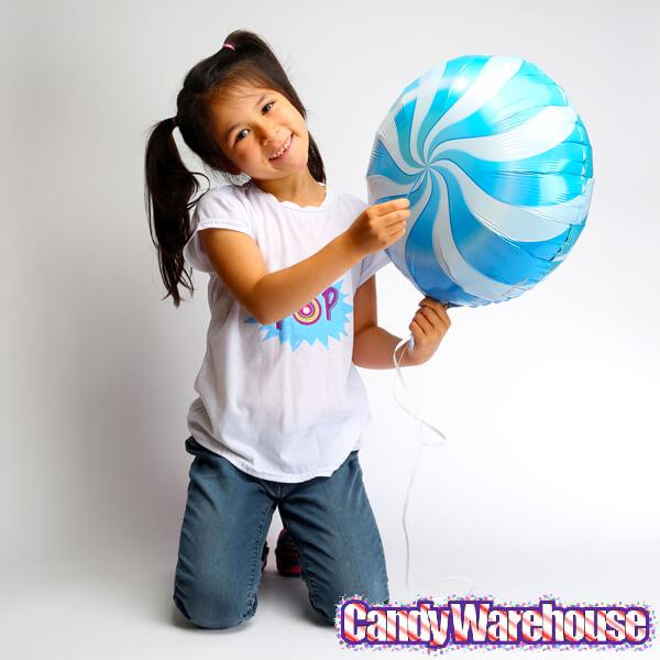 Candy Swirl Foil Balloon - Blue: 18-Inch - Candy Warehouse