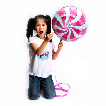 Candy Swirl Foil Balloon - Pink: 18-Inch - Candy Warehouse