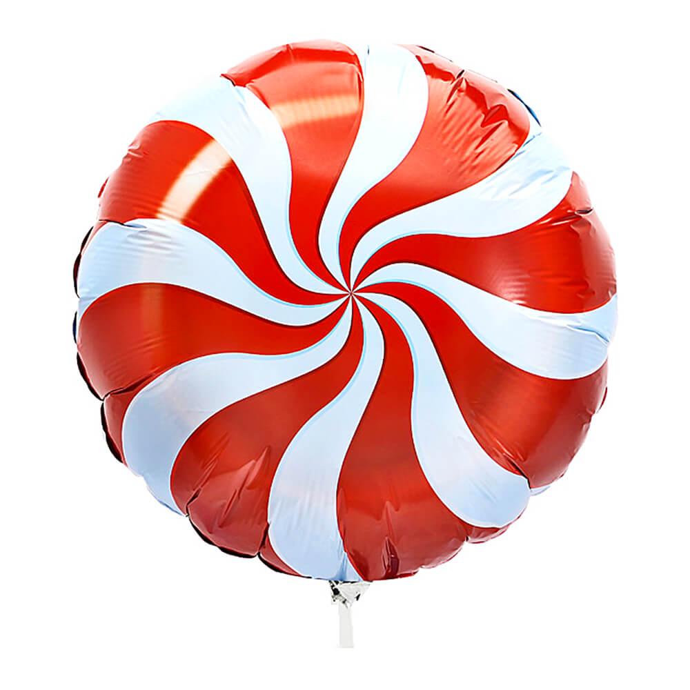 Candy Swirl Foil Balloon - Red: 18-Inch - Candy Warehouse