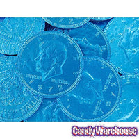Caribbean Blue Foiled Milk Chocolate Coins: 1LB Bag - Candy Warehouse