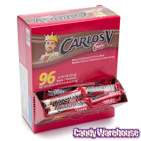 Carlos V Mini Milk Chocolate Bars: 96-Piece Box - Candy Warehouse
