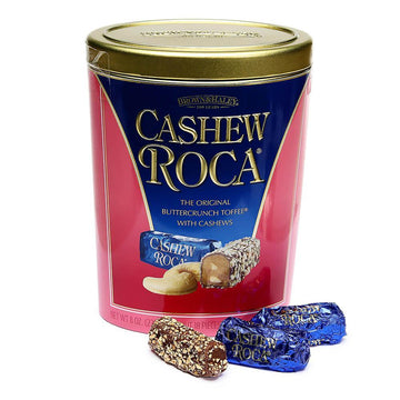 Cashew Roca Buttercrunch Toffee Candy: 10-Ounce Tin - Candy Warehouse