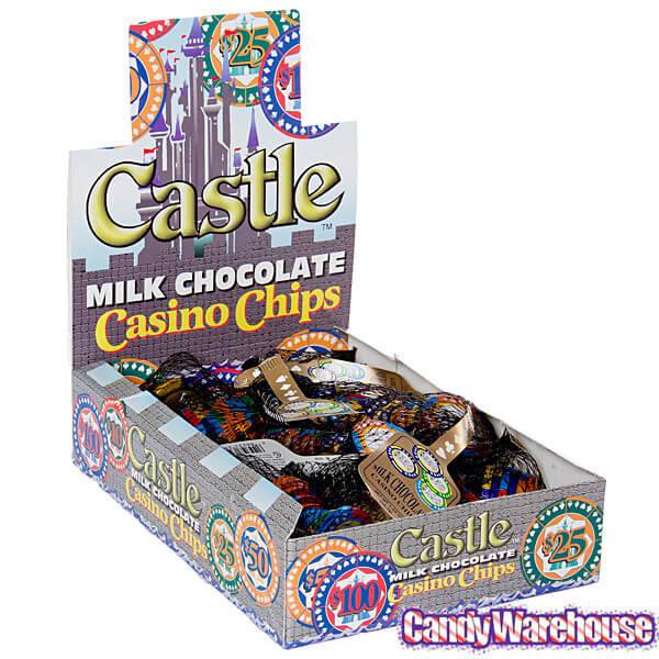 Castle Chocolate Casino Chips Mesh Bags: 18-Piece Box - Candy Warehouse