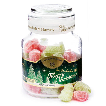 Cavendish and Harvey Christmas Fruit Hard Candy: 10.5-Ounce Jar - Candy Warehouse