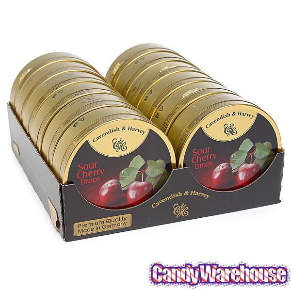 Cavendish & Harvey Hard Candy Drops Tins - Sour Cherry: 12-Piece Box - Candy Warehouse