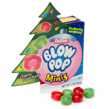 Charms Blow Pop Minis Christmas Tree Boxes: 24-Piece Display - Candy Warehouse