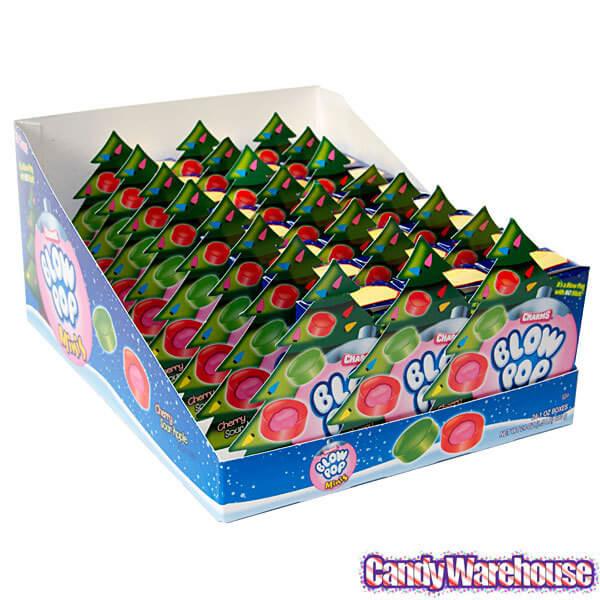 Charms Blow Pop Minis Christmas Tree Boxes: 24-Piece Display - Candy Warehouse