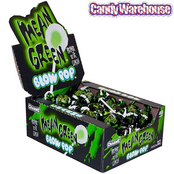 Charms Blow Pops - Mean Green Lime: 48-Piece Box - Candy Warehouse