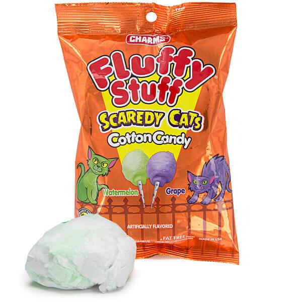 Charms Fluffy Stuff Scaredy Cats Cotton Candy Packs: 24-Piece Case - Candy Warehouse