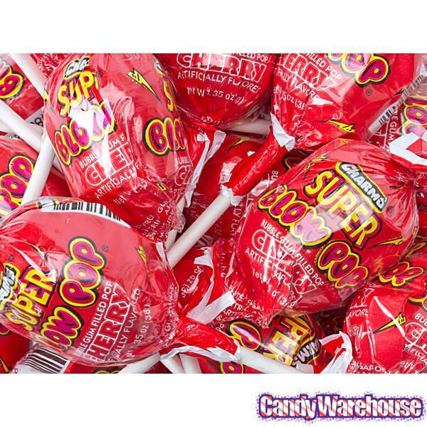 Charms Super Blow Pops - Cherry: 72-Piece Set - Candy Warehouse