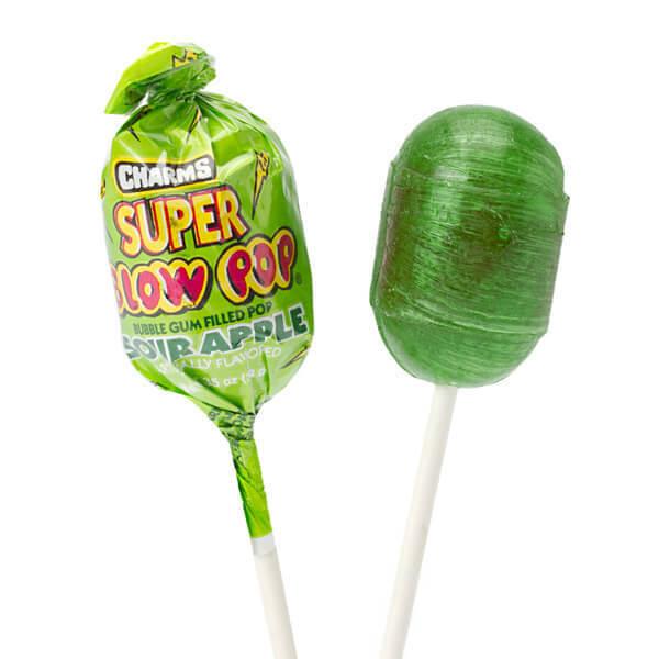 Charms Super Blow Pops - Sour Apple: 72-Piece Set - Candy Warehouse