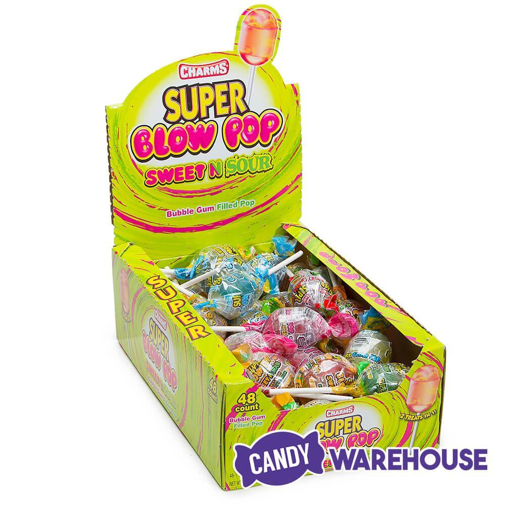 Charms Super Blow Pops Sweet N Sour Assortment: 48-Piece Box - Candy Warehouse