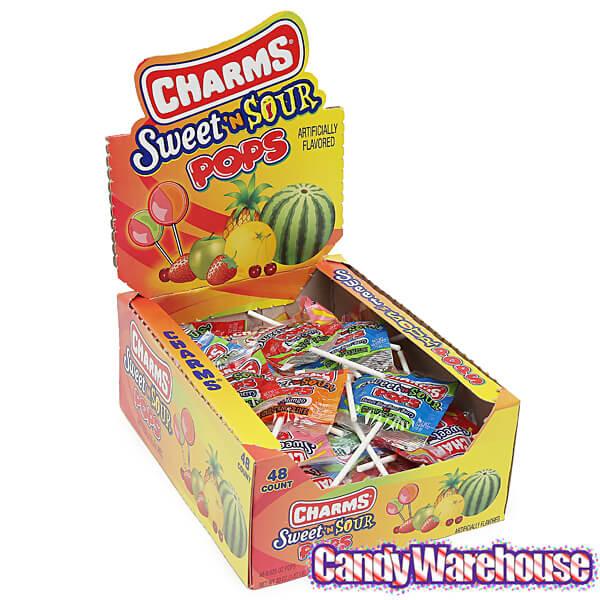 Charms Sweet & Sour Pops: 48-Piece Box - Candy Warehouse