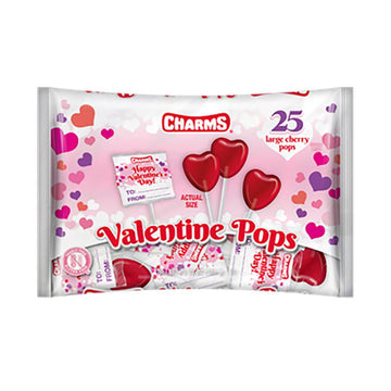 Charms Valentine Heart Pops: 25-Piece Bag - Candy Warehouse