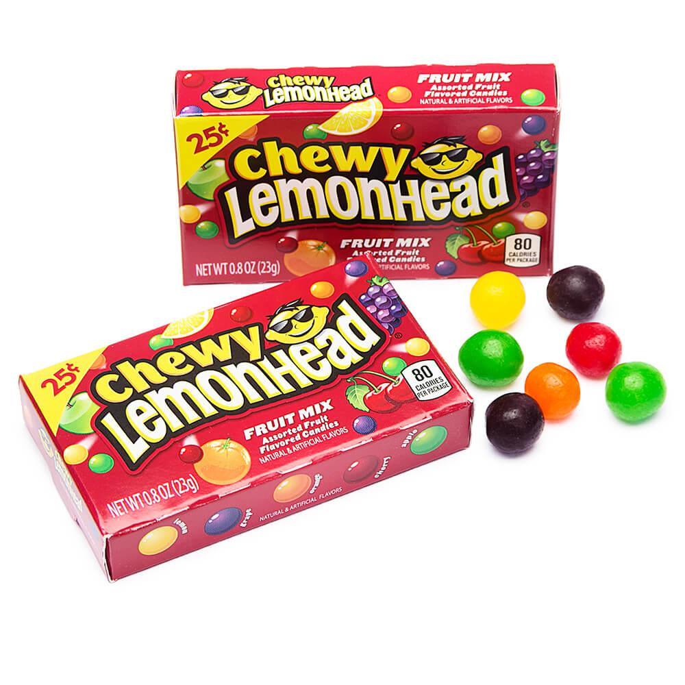 Chewy Lemonhead Fruit Mix Candy Mini Packs: 24-Piece Box - Candy Warehouse