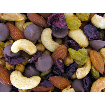 Chocolate Chips - Caramel Balls - Cashews - Cranberries - Raisins Trail Mix: 25LB Case - Candy Warehouse