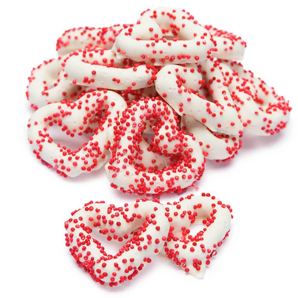 Chocolate Frosted Valentine Mini Pretzel Hearts: 5LB Bag - Candy Warehouse