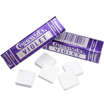Choward's Violet Mint Squares Candy Packs: 24-Piece Box - Candy Warehouse