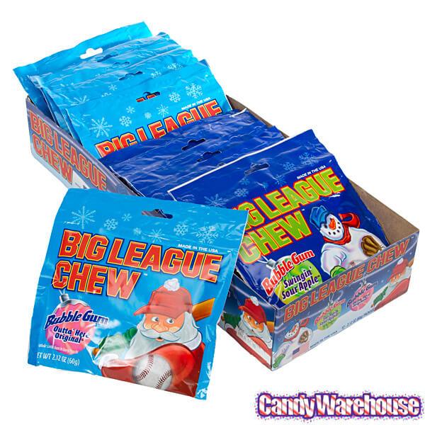 Christmas Big League Chew Bubble Gum Packs: 12-Piece Box - Candy Warehouse