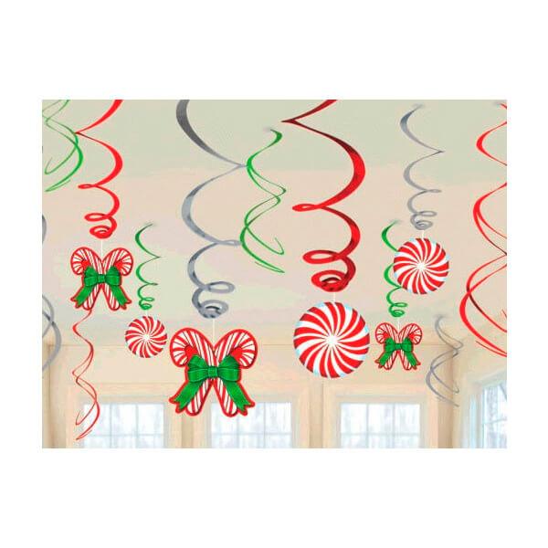 Christmas Candy Cane Hanging Foil Swirls: 12-Piece Pack - Candy Warehouse
