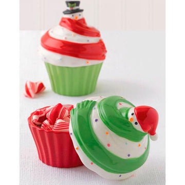 Christmas Cupcake Ceramic Candy Dishes: Set of 2 - Candy Warehouse