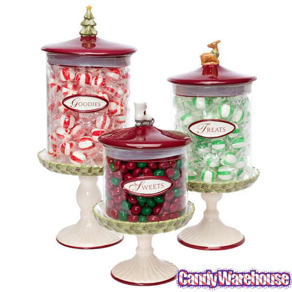 Christmas Glass Candy Canisters: Set of 3 - Candy Warehouse