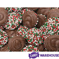 Christmas Milk Chocolate Nonpareils Discs: 1LB Jar - Candy Warehouse