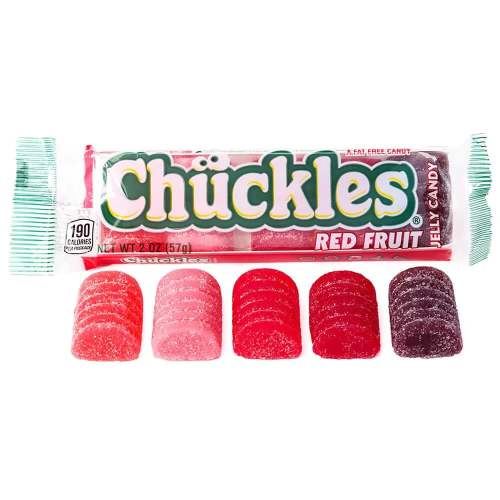 Chuckles Red Fruit Jelly Candy Packs: 24-Piece Box | Candy Warehouse