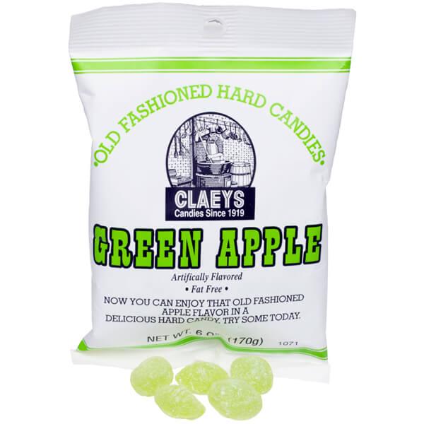Claeys Hard Candy Drops Bags - Green Apple: 12-Piece Box - Candy Warehouse