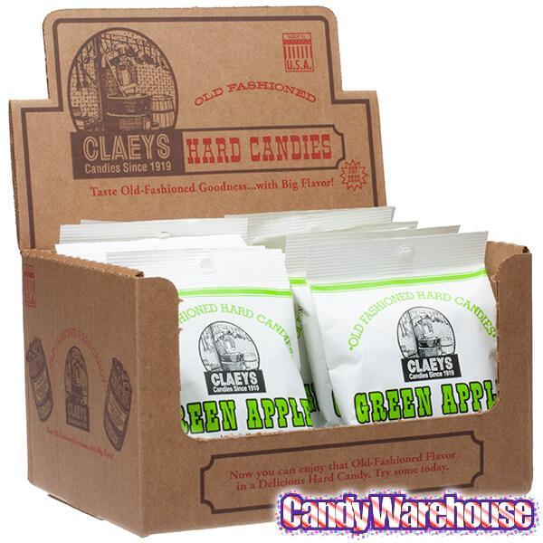 Claeys Hard Candy Drops Bags - Green Apple: 12-Piece Box - Candy Warehouse