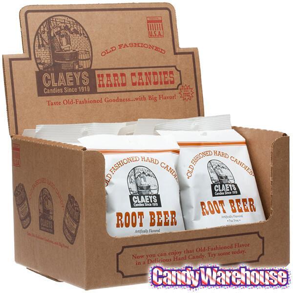 Claeys Hard Candy Drops Bags - Root Beer: 12-Piece Box - Candy Warehouse
