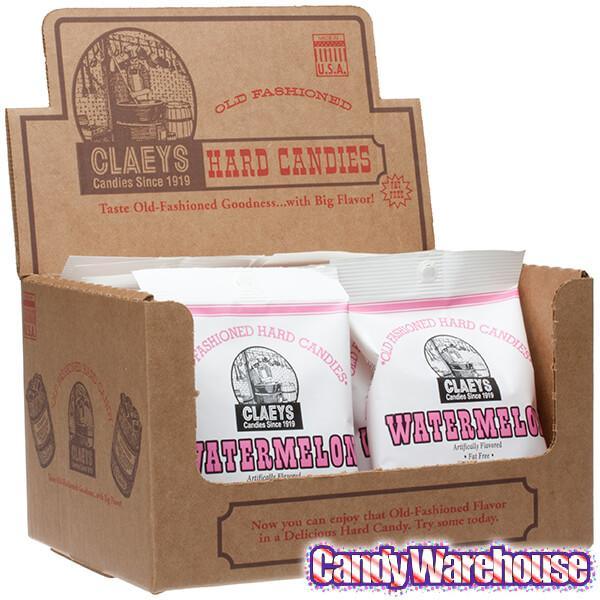 Claeys Hard Candy Drops Bags - Watermelon: 12-Piece Box - Candy Warehouse