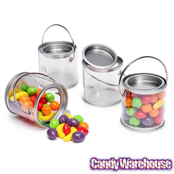 Clear Candy Pail with Metal Lid - 4-Ounce: 6-Piece Set - Candy Warehouse