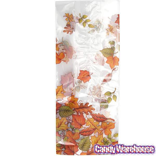 Clear Cello Candy Bags with Autumn Leaves: 100-Piece Box - Candy Warehouse