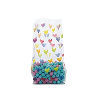 Clear Cello Candy Bags with Candy Hearts: 100-Piece Box - Candy Warehouse