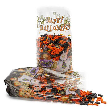 Clear Cello Candy Bags with Happy Halloween: 100-Piece Box - Candy Warehouse