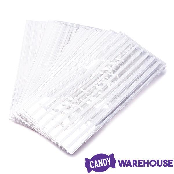 Clear Cello Candy Bags with White Stripes - Small: 100-Piece Box - Candy Warehouse