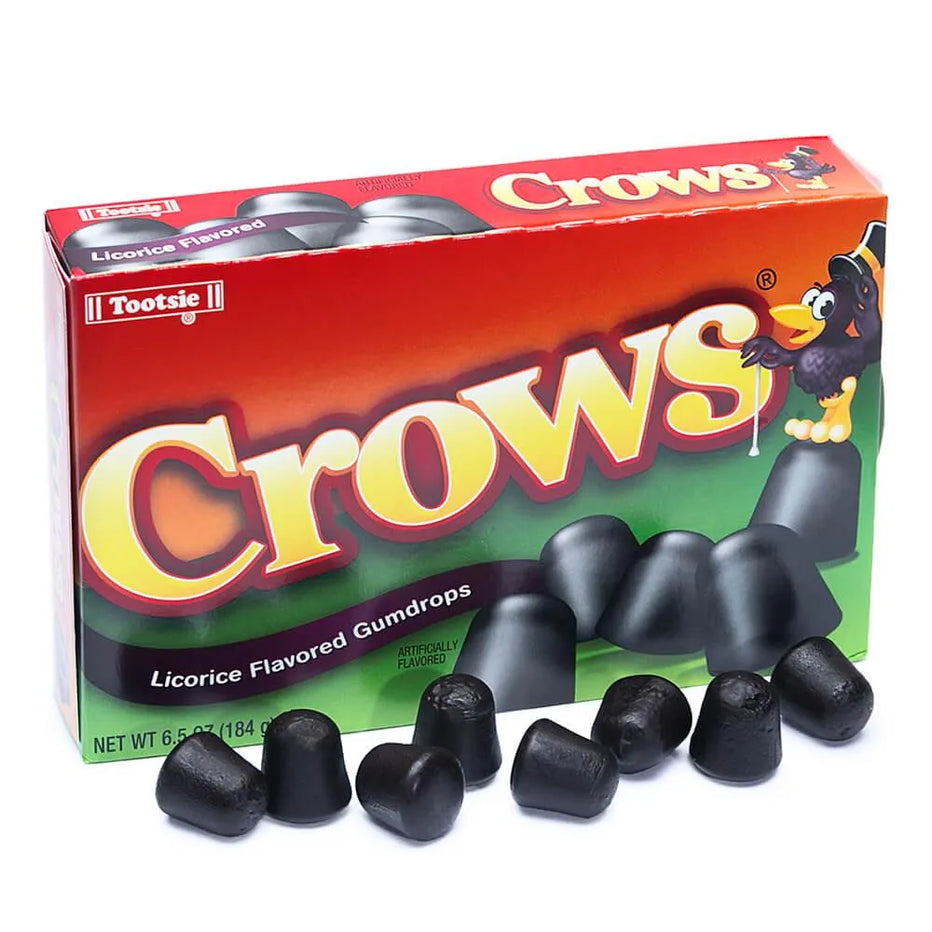 Crows Black Licorice Drops Candy 6.5Ounce Packs 12Piece Box Candy