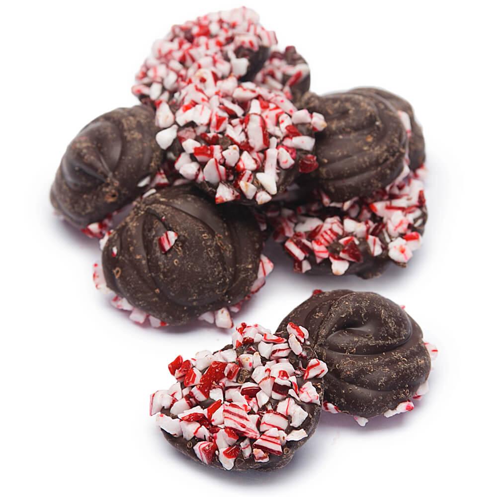 Crushed Peppermint Candy Cane Dark Chocolate Drops: 1LB Jar - Candy Warehouse